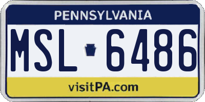PA license plate MSL6486