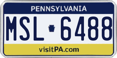 PA license plate MSL6488