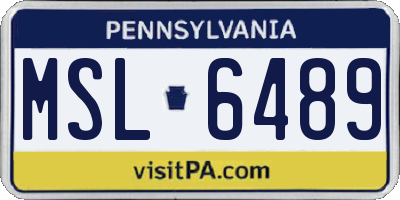 PA license plate MSL6489