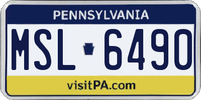 PA license plate MSL6490