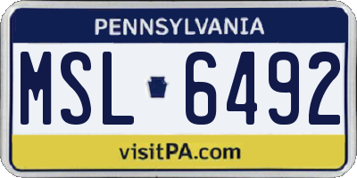 PA license plate MSL6492