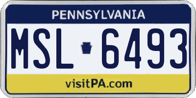 PA license plate MSL6493