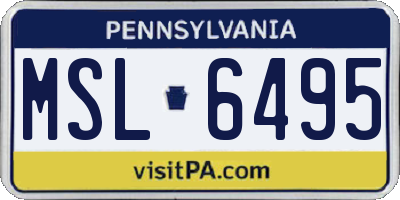 PA license plate MSL6495