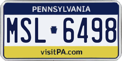 PA license plate MSL6498