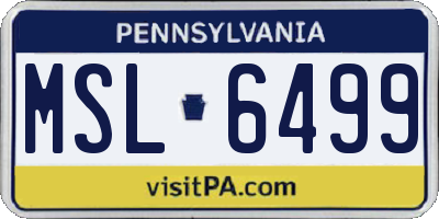 PA license plate MSL6499