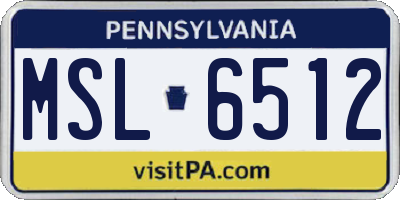 PA license plate MSL6512