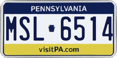 PA license plate MSL6514