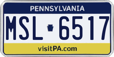 PA license plate MSL6517