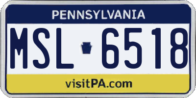PA license plate MSL6518