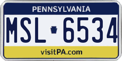 PA license plate MSL6534