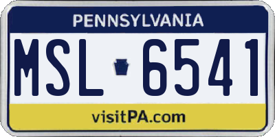 PA license plate MSL6541