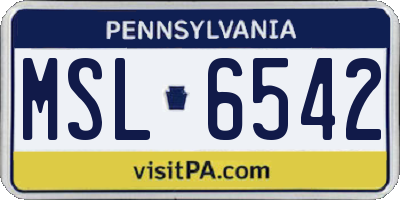 PA license plate MSL6542