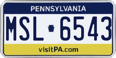 PA license plate MSL6543