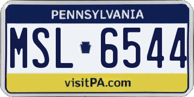 PA license plate MSL6544