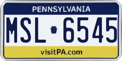PA license plate MSL6545