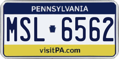PA license plate MSL6562