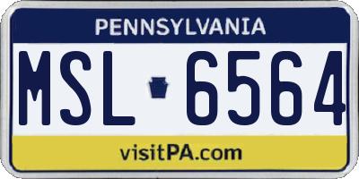 PA license plate MSL6564