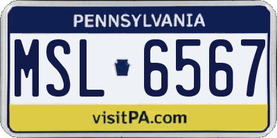 PA license plate MSL6567