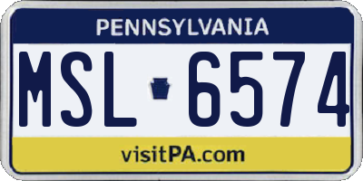 PA license plate MSL6574