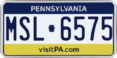 PA license plate MSL6575