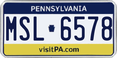 PA license plate MSL6578