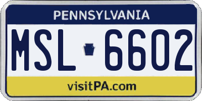 PA license plate MSL6602