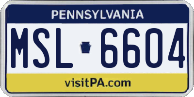 PA license plate MSL6604