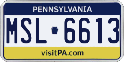 PA license plate MSL6613