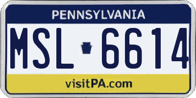 PA license plate MSL6614