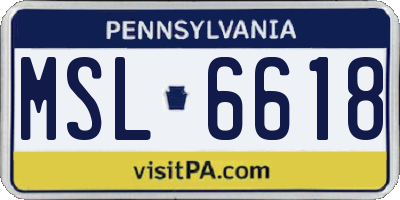 PA license plate MSL6618
