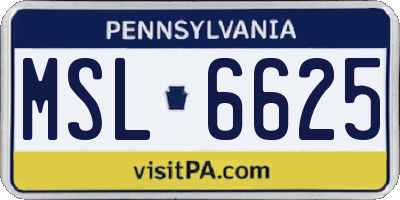 PA license plate MSL6625