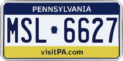 PA license plate MSL6627