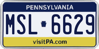 PA license plate MSL6629