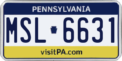 PA license plate MSL6631