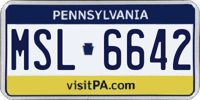 PA license plate MSL6642