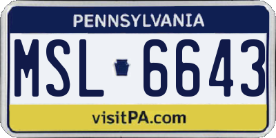 PA license plate MSL6643