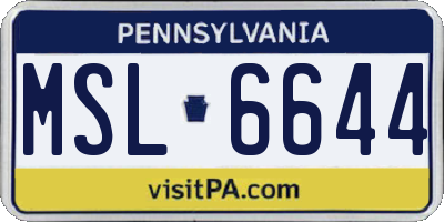 PA license plate MSL6644