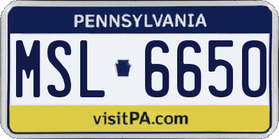 PA license plate MSL6650