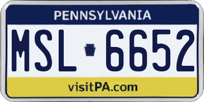 PA license plate MSL6652