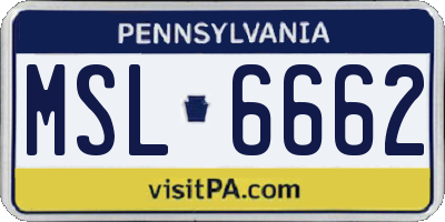 PA license plate MSL6662
