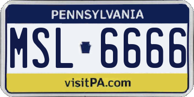 PA license plate MSL6666