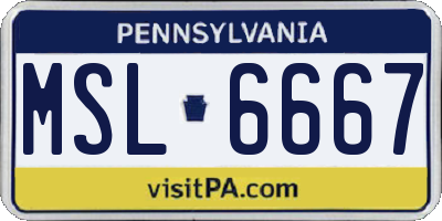 PA license plate MSL6667