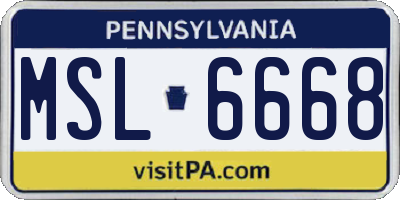 PA license plate MSL6668