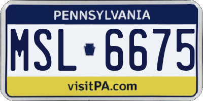 PA license plate MSL6675
