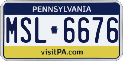 PA license plate MSL6676