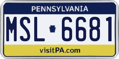 PA license plate MSL6681