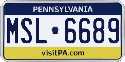 PA license plate MSL6689