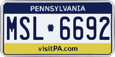 PA license plate MSL6692