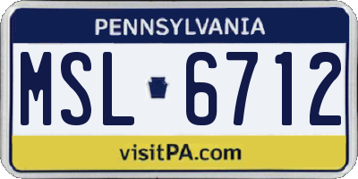 PA license plate MSL6712