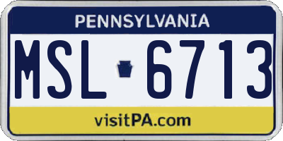 PA license plate MSL6713